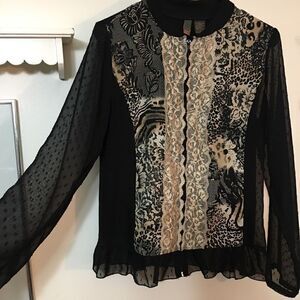 Sere Nade polka dot lace full zip Blouse